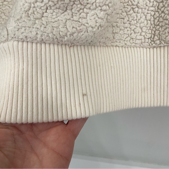 Athleta Talus Sherpa Half Zip Pullover Sweatshirt Teddy Fleece Jacket L Cream 15 - Picture 9 of 13